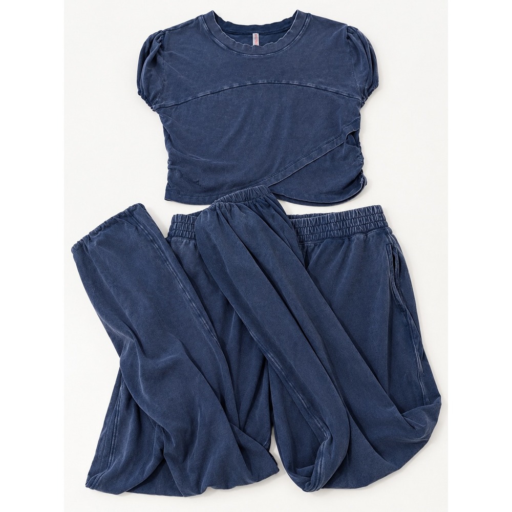 FP Movement Free People Hot Shot Crossover Set Navy Blue Washed- Size M - EUC